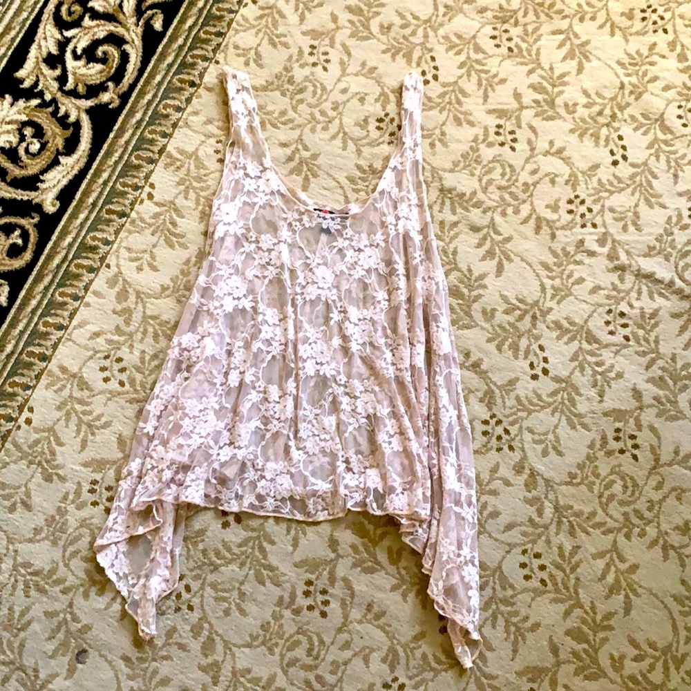 Pink Lace Tank Top, Large